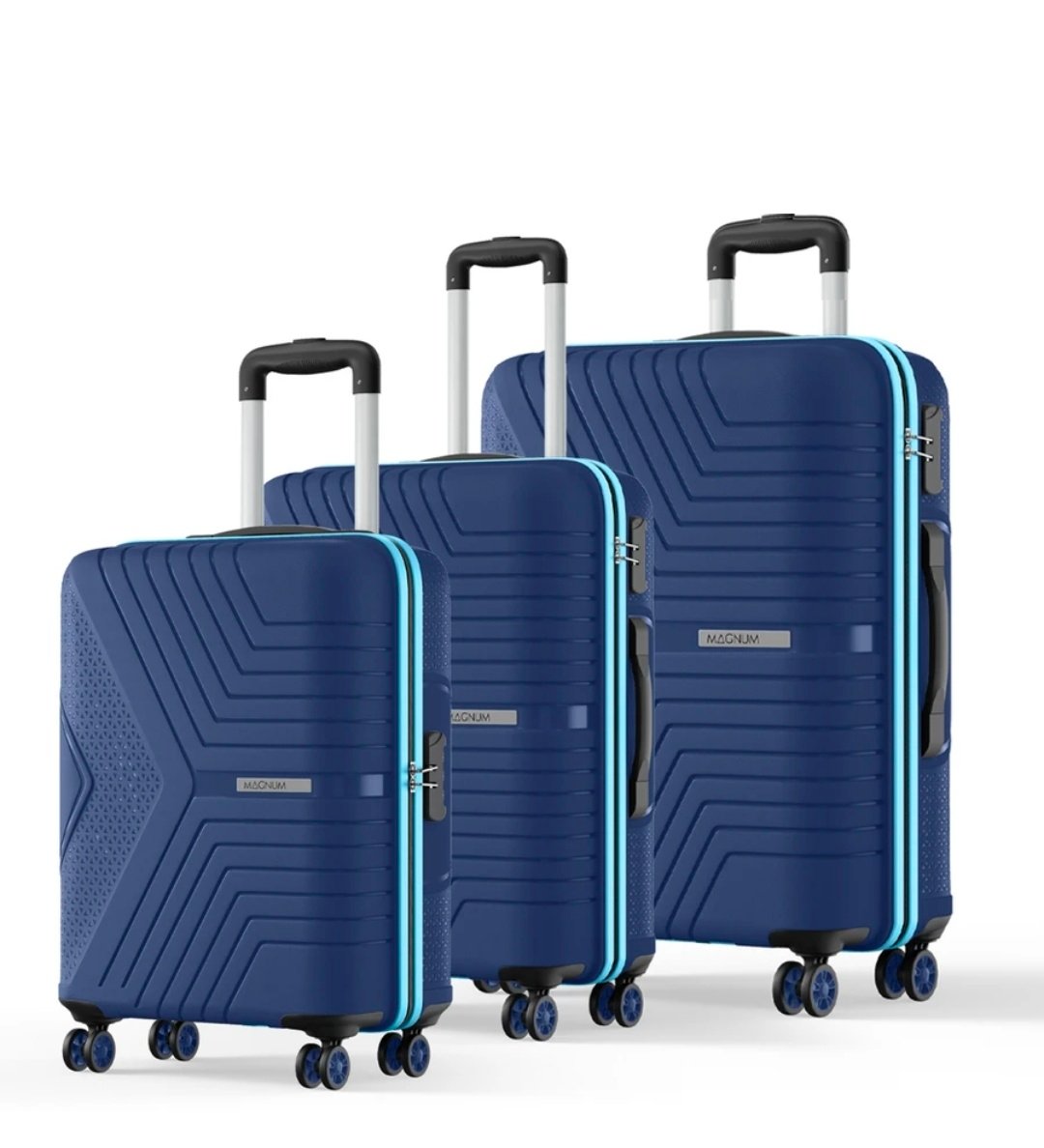 Magnum  Magnum by Safari Hard Body Set of 3 Luggage 4 Wheels - Magnum Zeno (Small 55cm | Medium 66cm | Large 75cm) 4W - Blue